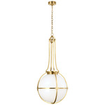 Gracie Captured Globe Pendant - Antique-Burnished Brass / White