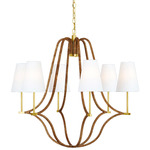 Biscayne Chandelier - Natural Rattan / Antique Burnished Brass / Linen