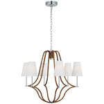 Biscayne Chandelier - Natural Rattan / Polished Nickel / Linen