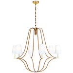 Biscayne Chandelier - Natural Rattan / Antique Burnished Brass / Linen