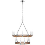 Darlana Wrapped Two Tiered Chandelier - Polished Nickel / Rattan