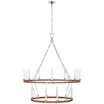 Darlana Wrapped Two Tiered Chandelier - Polished Nickel / Rattan