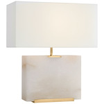 Matero Wide Table Lamp - Alabaster / Linen