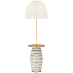 Phoebe Domed Floor Lamp - Antiqued White Ceramic / Linen