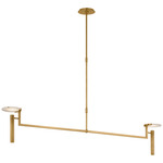Melange Floating Disc Linear Chandelier - Antique-Burnished Brass / Alabaster