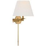Olivier Swing-arm Plug-in Wall Sconce - Hand Rubbed Antique Brass / Linen