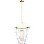 Ovalle Lantern Pendant - Antique Brass / Clear