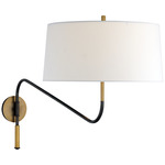 Canto Swing Arm Plug-in / Hardwired Wall Light - Bronze / Hand-Rubbed Antique Brass / Linen