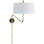 Canto Swing Arm Plug-in / Hardwired Wall Light - Hand Rubbed Antique Brass / Linen