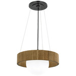 Arena Chandelier - Bronze / Natural Oak / White