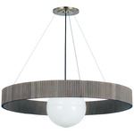 Arena Chandelier - Hand-Rubbed Antique Brass / Natural Oak / White