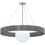 Arena Chandelier - Hand-Rubbed Antique Brass / Natural Oak / White