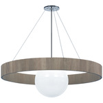 Arena Chandelier - Polished Nickel / Natural Oak / White