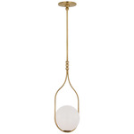 Jodo Pendant - Hand Rubbed Antique Brass / White Glass