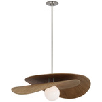 Mahalo Tiered Pendant - Polished Nickel / Natural Oak / White Glass