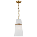 Cordtlandt Pendant - Burnished Brass / Rattan / White Linen