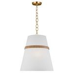 Cordtlandt Pendant - Burnished Brass / Rattan / White Linen