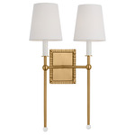 Baxley Bathroom Vanity Light - Burnished Brass / White Linen