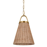 Whitby Pendant - Burnished Brass / Blonde Rattan