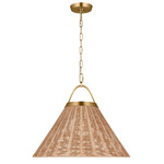 Whitby Pendant - Burnished Brass / Blonde Rattan