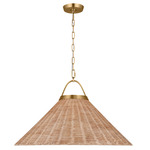 Whitby Pendant - Burnished Brass / Blonde Rattan
