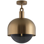 Forked Globe + Shade Ceiling Light - Floor Model - Brass / Smoked