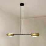 Ring Linear Pendant - Brass / White