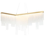 Cascata Chandelier - Satin Brass / Wavy Kiln Glass