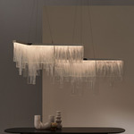 Cascata Chandelier - Polished Nickel / Wavy Kiln Glass