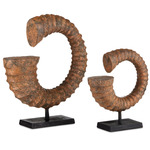 Faux Horn Sculpture Set of 2 - Black / Rustic