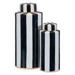 Rayures Tea Canister Set of 2 - Black / White