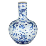South Long Neck Vase - Blue / White