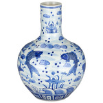 South Long Neck Vase - Blue / White