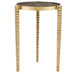 Corrado Accent Table - Polished Brass / Brown