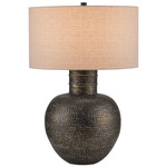 Braille Table Lamp - Antique Brass / Natural Linen