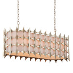 Bardi Linear Chandelier - Contemporary Silver Leaf / White