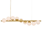 Barcarolle Linear Chandelier - Brushed Brass / White