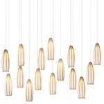 Parish Multi Light Linear Pendant - Antique Brass/ White