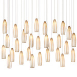 Parish Multi Light Linear Pendant - Antique Brass / White