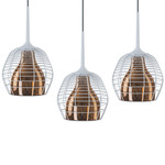 Cage Multi Light Pendant - White / Bronze Metallic