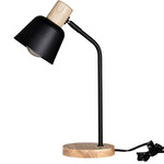 Lizella Table Lamp - Black / Wood / Black