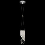 Aria Slab Pendant - Brushed Silver / Crystal