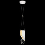 Aria Slab Pendant - White / Gold / Crystal