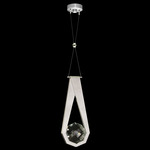 Aria Round Pendant - Brushed Silver / Crystal