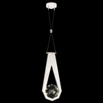 Aria Round Pendant - White / Gold / Crystal