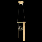 Aria Bar Pendant - Brushed Gold / Crystal