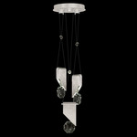 Aria Slab Multi Light Pendant - Brushed Silver / Crystal