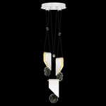 Aria Slab Multi Light Pendant - White / Gold / Crystal