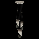 Aria Slab Multi Light Pendant - Soft Ombre Silver / Crystal