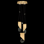 Aria Slab Multi Light Pendant - Brushed Gold / Crystal